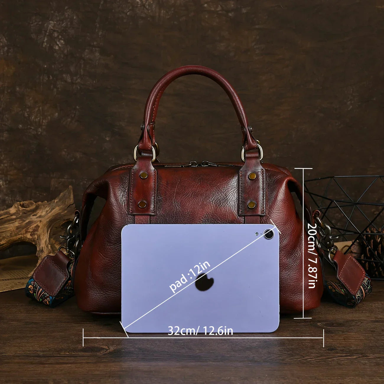 Borsa vintage in pelle marrone