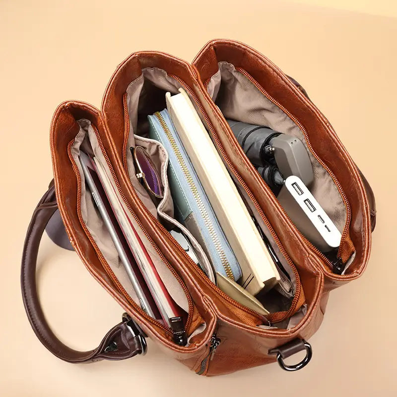 Borsa Boston retrò alla moda in vera pelle